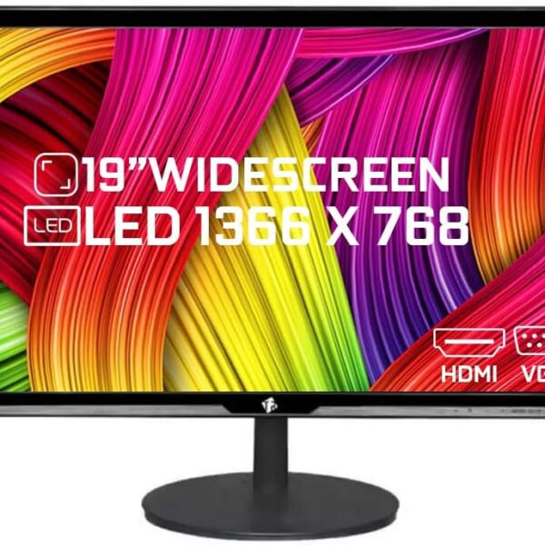 Monitor LED 19 Tronos Widescreen com HDMI e VGA, imagem nítida, resposta rápida e bivolt para seu setup.