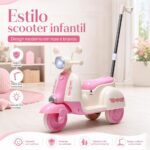 Moto Elétrica Infantil 6V Rosa e Branca com Haste Guia, LED, USB, MP3 e INMETRO para passeios seguros - Imagem 2