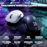Mouse Gamer Sem Fio ATTACK SHARK X8 Ultimate — Ultraleve (55g), Tri-mode, Taxa de Polling de 8K, Sensor PixArt PAW3950MAX, 42.000 DPI, Fitas Antiderrapantes, Bateria de 800mAh — Para PC/Mac (Preto) - Imagem 2