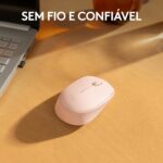 Mouse sem fio Logitech M170 rosa com conexão USB, design ambidestro e pilha inclusa para uso prático e confortável. - Imagem 2