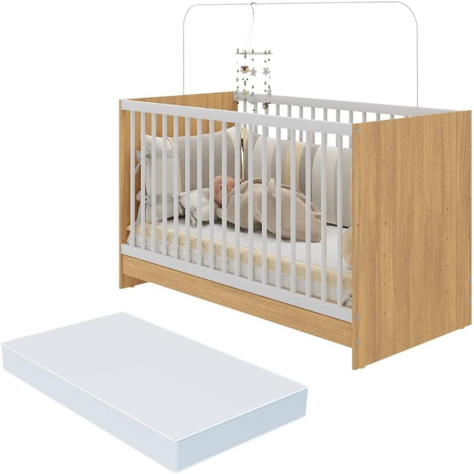 Multimóveis Berço 3 em 1 com Colchão Incluso: versátil, seguro Multimóveis Berço 3 em 1 com Colchão Incluso: versátil, seguro e durável para acompanhar seu bebê com conforto.