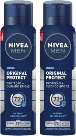 NIVEA MEN Original Protect 48h: proteção antitranspirante contra suor e odores com 2 unidades de 150ml.