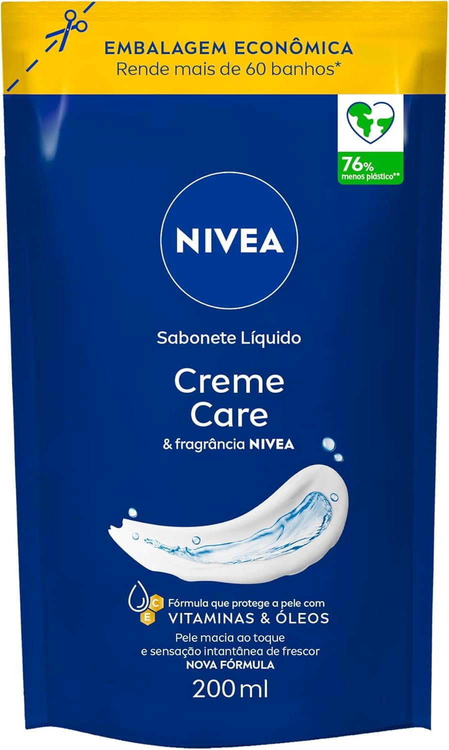 NIVEA Sabonete Líquido Creme Care 200ml: limpa, hidrata e protege NIVEA Sabonete Líquido Creme Care 200ml: limpa, hidrata e protege do ressecamento com espuma cremosa e Eucerit®