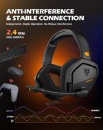NUBWO Wireless Gaming Headset with Mic for Ps5 Ps4 PC, Zero Interference, 100-Hour Battery All-Day Play, 23ms Sync​ for Fortnite & Call of Duty/FPS Gamers, Triple Mode All Devices Compatible - Orange - Imagem 2