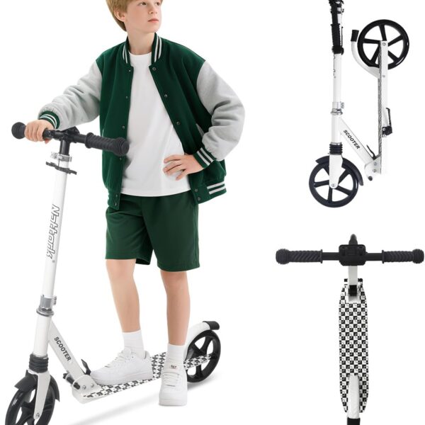 Nattork Patinete dobrável com suspensão frontal, rodas de 20 cm e ajuste de altura para crianças e adultos, suporta até 99 kg