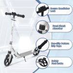 Nattork Patinete dobrável com suspensão frontal, rodas de 20 cm e ajuste de altura para crianças e adultos, suporta até 99 kg - Imagem 2