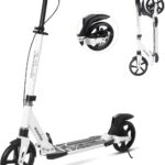 Nattork Patinete dobrável com suspensão, guidão ajustável e alta resistência para passeios suaves e seguros até 99,8 kg