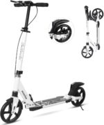 Nattork Patinete dobrável com suspensão, guidão ajustável e alta resistência para passeios suaves e seguros até 99,8 kg