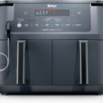 Ninja Air Fryer com termômetro inteligente: cozinhe no ponto certo, em menos óleo, com 2 cestas e 10 em 1 para refeições rápidas.