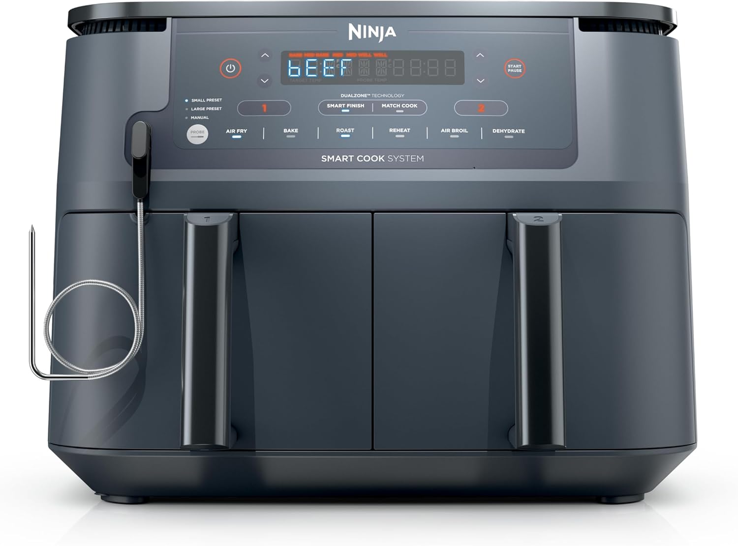 Ninja Air Fryer com termômetro inteligente: cozinhe no ponto certo, Ninja Air Fryer com termômetro inteligente: cozinhe no ponto certo, em menos óleo, com 2 cestas e 10 em 1 para refeições rápidas.