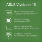 Notebook ASUS Vivobook 15 AMD Ryzen 7, 16 GB, 512 GB SSD, W11 Home, 15.6'' FHD, Cool Silver - M1502YA-NJ655W - Imagem 2