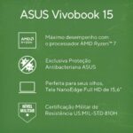 Notebook ASUS Vivobook 15 M1502YA AMD Ryzen 7 5825U 8GB Ram 512GB SSD Linux KeepOS 15,6" FHD Cool Silver - NJ611 - Imagem 2