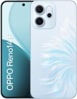 OPPO Reno 14 F 5G 256GB com 12GB RAM, câmera 50MP, bateria 6000mAh e resistência IP69.