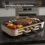 OVENTE BQR1502B grelha elétrica 2 em 1 sem fumo 1500W: cozinha, grelha e raclette com temperatura ajustável e placa antiaderente removível - Imagem 2