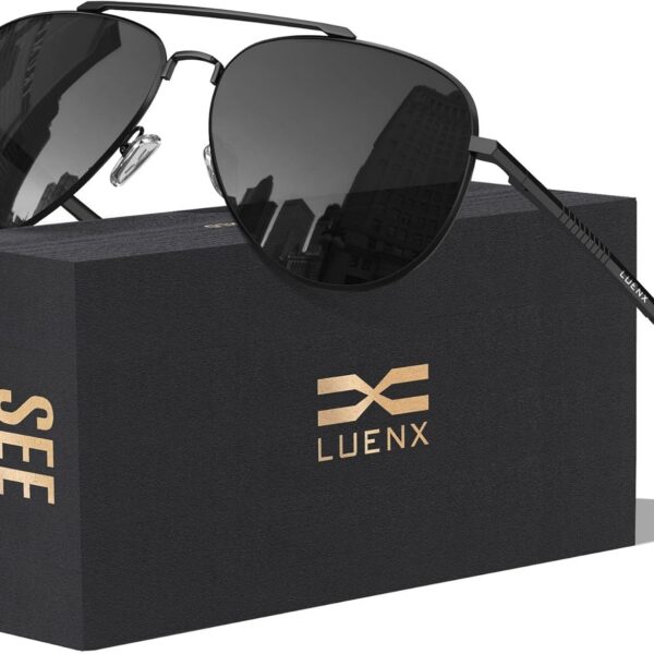 Óculos aviador LUENX com lentes polarizadas e proteção UV 400 para dirigir com mais conforto e estilo
