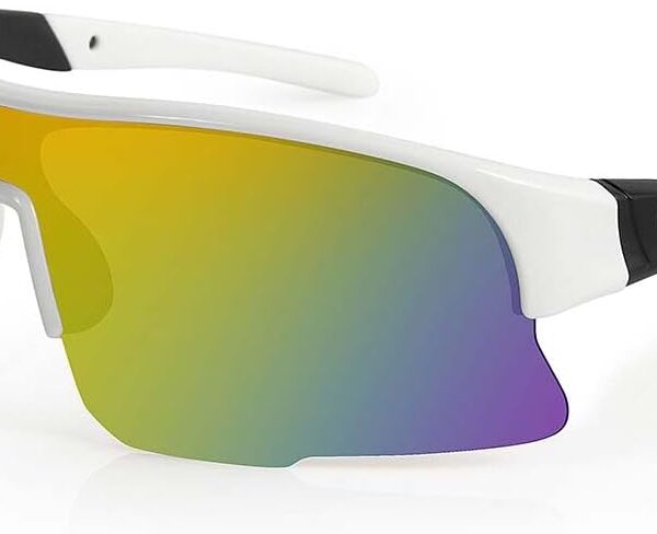 Óculos de Sol Esportivo UV400 Tarik Branco Cinza Alma Genius com proteção e estilo para suas atividades.
