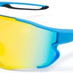 Óculos de Sol Hupi Bornio Azul/Preto com clip para lentes de grau, proteção UVA e UVB para uso esportivo.