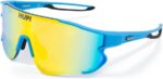 Óculos de Sol Hupi Bornio Azul/Preto com clip para lentes de grau, proteção UVA e UVB para uso esportivo.