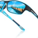 Óculos de Sol Masculino Azul Espelhado Polarizado UV400: proteção, conforto e desempenho para ciclismo e corrida.