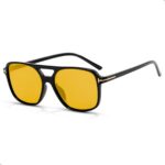 Óculos de Sol Unissex Retro com Lente Amarela Quadrada: estilo vintage e visão noturna para comprar agora.