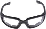 Óculos de proteção esportivo DUPIN com espumas e lentes transparentes: conforto e segurança para uso adulto.