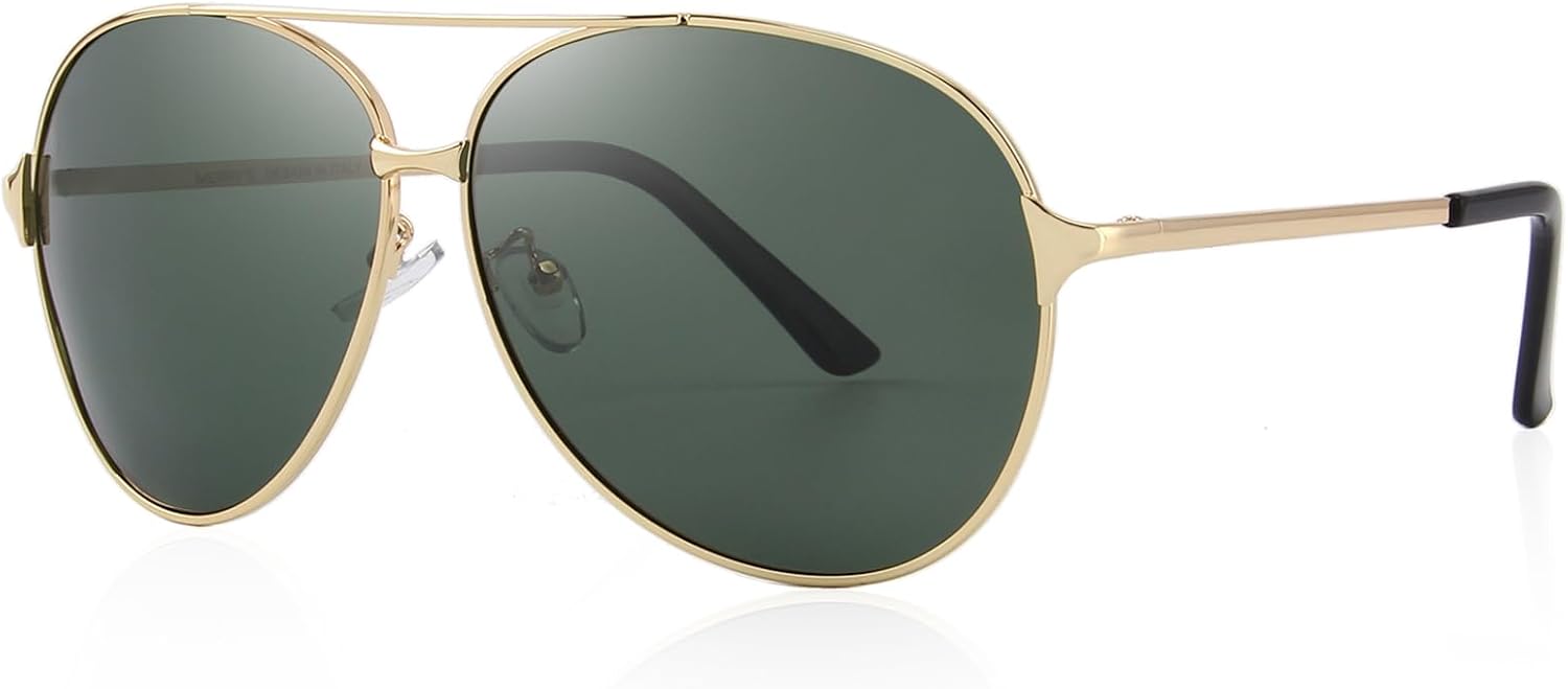 Óculos de sol aviador de metal com ponte dupla, estilo Óculos de sol aviador de metal com ponte dupla, estilo moderno para dirigir, viajar e aproveitar o ar livre