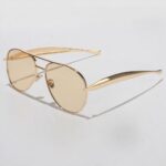 Óculos de sol aviador retrô grandes em metal dourado para mulheres e homens, estilo anos 70 com proteção e visual elegante