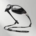 Óculos de sol masculinos esportivos para ciclismo e direção, com corda e visão clara para uso confortável e seguro