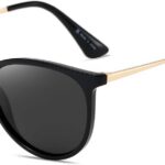 Óculos de sol polarizados retrô com conforto e estilo clássico para mulheres e homens, ideais para uso diário.