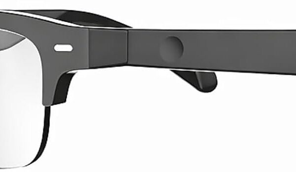 Óculos inteligentes Bluetooth cinza com lentes que mudam de cor e som nítido para trabalho, esportes e direção