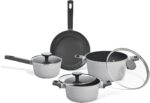 Oikos - Jogo com 4 Panelas Antiaderentes de Revestimento Cerâmico para Fogão por Indução, a Gás, Elétrico e Vitrocerâmico Cor Cinza Mou Trufa