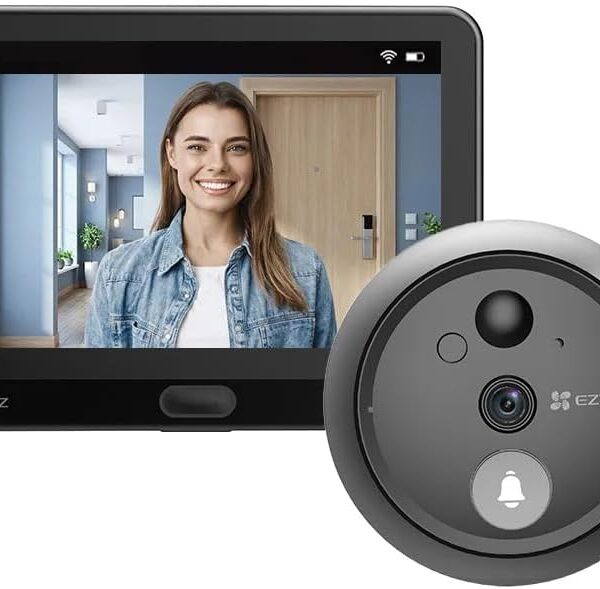 Olho Mágico Digital HP4 1080p com app: vídeo porteiro Wi‑Fi com tela 4,3", visão noturna e segurança residencial.