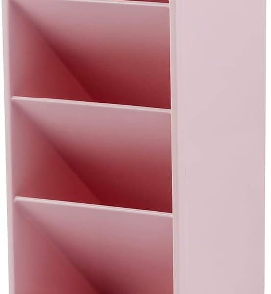 Organizador Diagonal Rosa Pastel: compacto, resistente e ideal para mesa, escritório e home office