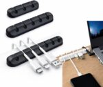 Organizador de cabos premium em silicone, ideal para manter mesa e home office sempre organizados com 7 entradas.