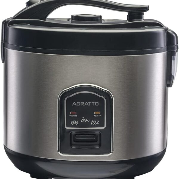 PANELA ELETRICA ARROZ INOX E VISOR VIDRO PAI10X 127V AGRATTO, Agratto, 5957, Inox