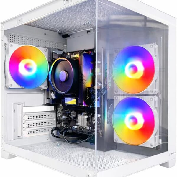 PC Gamer Aquario White 5600GT com 16GB RAM e SSD 500GB: desempenho fluido, Radeon Vega 7 e 3 fans RGB.