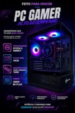 PC Gamer Completo AMD Ryzen 5 5600GT, 16GB DDR4 3200MHz, SSD 240GB, Fonte 500W 80 Plus, Monitor 22" 100Hz, Kit Gamer RGB 4 em 1 (Teclado, Mouse, Headset e Mousepad). - Imagem 2