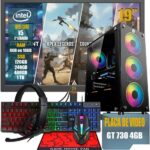 PC Gamer Completo Intel Core i5 3ª Geração, Opções 8GB/16GB RAM, SSD 120GB/240GB/480GB/ 1TB, Placa de Video GT 730 4GB, Windows 11, Monitor LED 19,Teclado e Mouse Gamer, HeadSet (GB, 16, GB, 480)