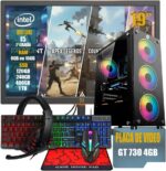 PC Gamer Completo Intel Core i5 3ª Geração, Opções 8GB/16GB RAM, SSD 120GB/240GB/480GB/ 1TB, Placa de Video GT 730 4GB, Windows 11, Monitor LED 19,Teclado e Mouse Gamer, HeadSet (GB, 16, GB, 480)