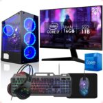 PC Gamer Completo Intel Core i7 16GB SSD 1TB com Monitor 23 e Kit Gamer, performance ideal para jogar e trabalhar.