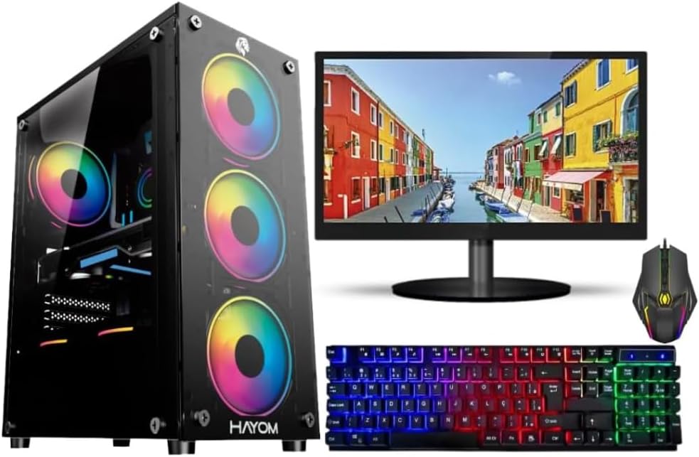 PC Gamer Completo Ryzen 5 5600GT, 16GB, SSD 480GB, Vega PC Gamer Completo Ryzen 5 5600GT, 16GB, SSD 480GB, Vega 7, Wi-Fi, Windows 11, Monitor 19 e Kit RGB para jogar pronto para usar.