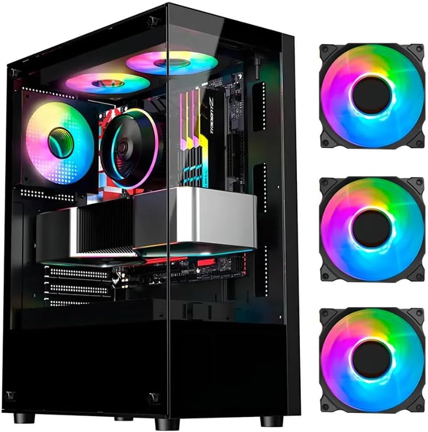 PC Gamer Intel i3 6100 com SSD 120GB, 8GB DDR4, PC Gamer Intel i3 6100 com SSD 120GB, 8GB DDR4, Wi-Fi e 3 fans RGB: desempenho rápido para jogos leves e tarefas do dia a dia.