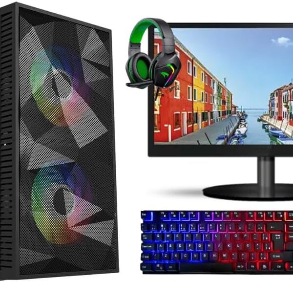 PC Gamer Intel i5 3470 com 16GB, SSD 240GB, monitor 19 e kit gamer completo pronto para jogar
