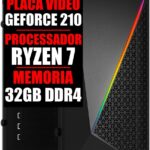 PC Gamer Ryzen 7 com 32GB DDR4 e SSD 480GB: pronto para uso, desempenho ágil e Windows 10 Pro com Office permanente.