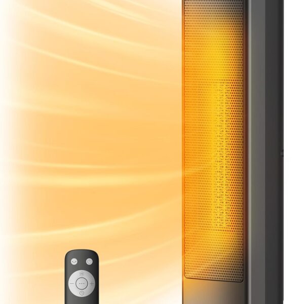 PELONIS Aquecedor de ambiente interno de torre de cerâmica oscilante para casa com oscilação, termostato programável e modo ECO, temporizador 12H e controle remoto, proteção de segurança, 23