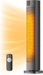 PELONIS Aquecedor de torre 1500W: aquece rápido, oscila 75°, controle remoto, timer 12H e proteção total para salas grandes