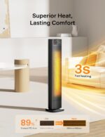 PELONIS Aquecedor de torre 1500W: aquece rápido, oscila 75°, controle remoto, timer 12H e proteção total para salas grandes - Imagem 2
