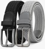 Pacote com 2 cintos elásticos masculinos: conforto, ajuste flexível e estilo casual para golfe, jeans e uso diário