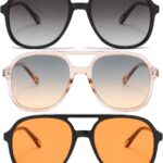 Pacote com 3 óculos de sol aviador retrô: estilo vintage, conforto leve e visual clássico para homens e mulheres
