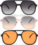Pacote com 3 óculos de sol aviador retrô: estilo vintage, conforto leve e visual clássico para homens e mulheres